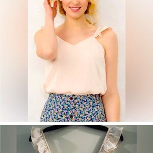 LC Lauren Conrad Pink Asymmetrical Ruffled Sleeveless Tank Top